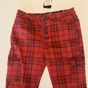 Flannel Cargo High Waisted Pants
